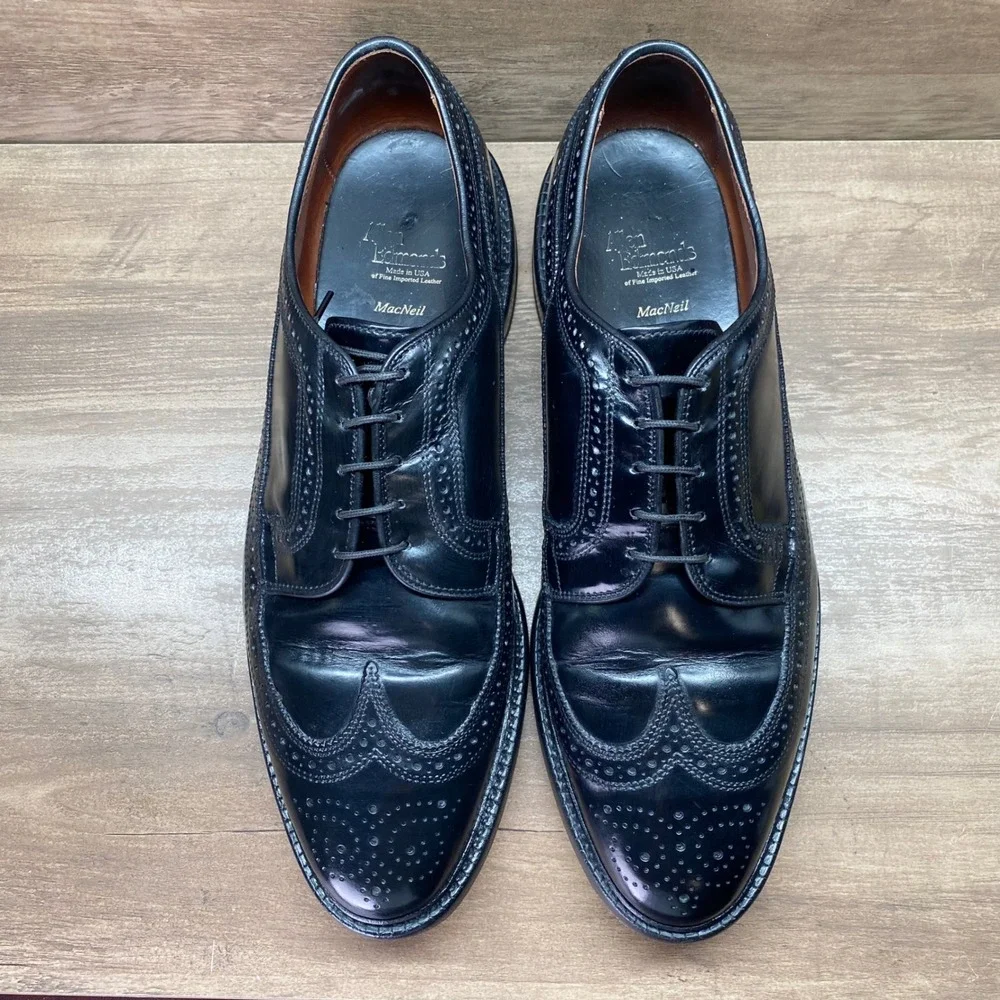 Allen Edmonds MacNeil Black Leather Wingtip‎ Brogue Derby Shoes Mens 12 D Calf